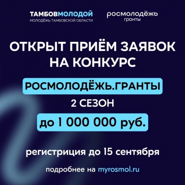 Тамбовская молодёжь сможет получить до 1 млн рублей на реализацию своих проектов