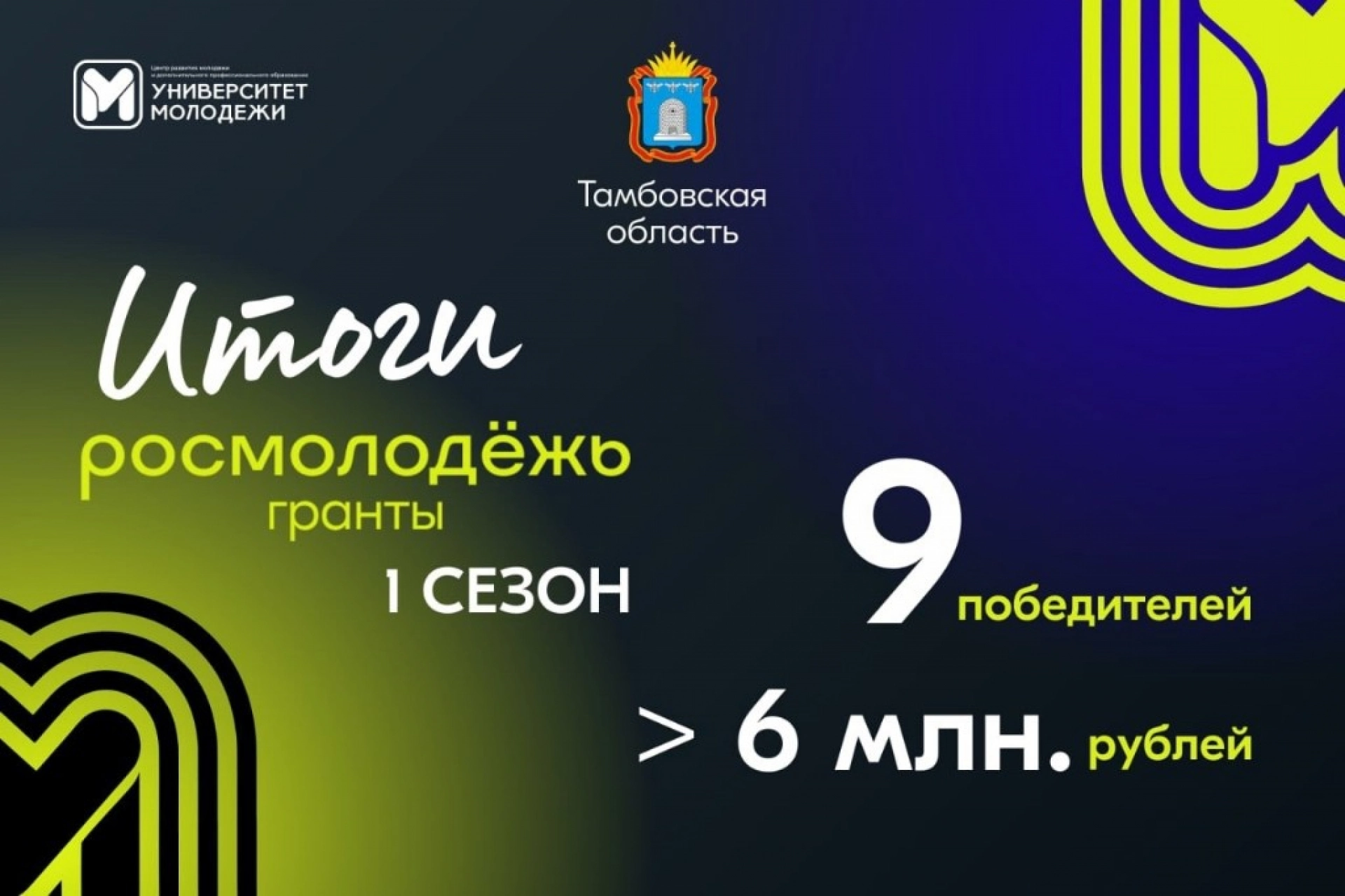 Более 6 млн рублей выиграли тамбовчане в первом сезоне конкурса «Росмолодёжь. Гранты»